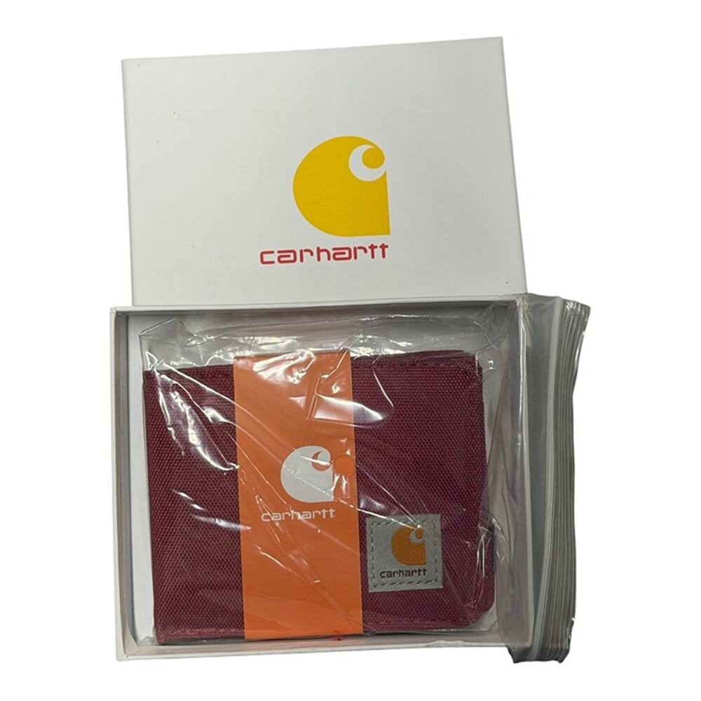 Carhartt Burgundy Red Canvas Bifold Wallet New in Gift Box